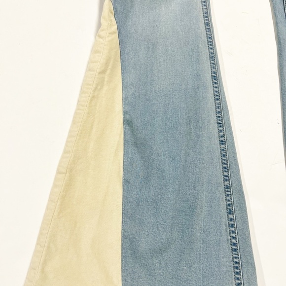 We The Free Womens Light Wash Cream Colored Velvet Panel Penny Pull On Flare - Picture 5 of 9